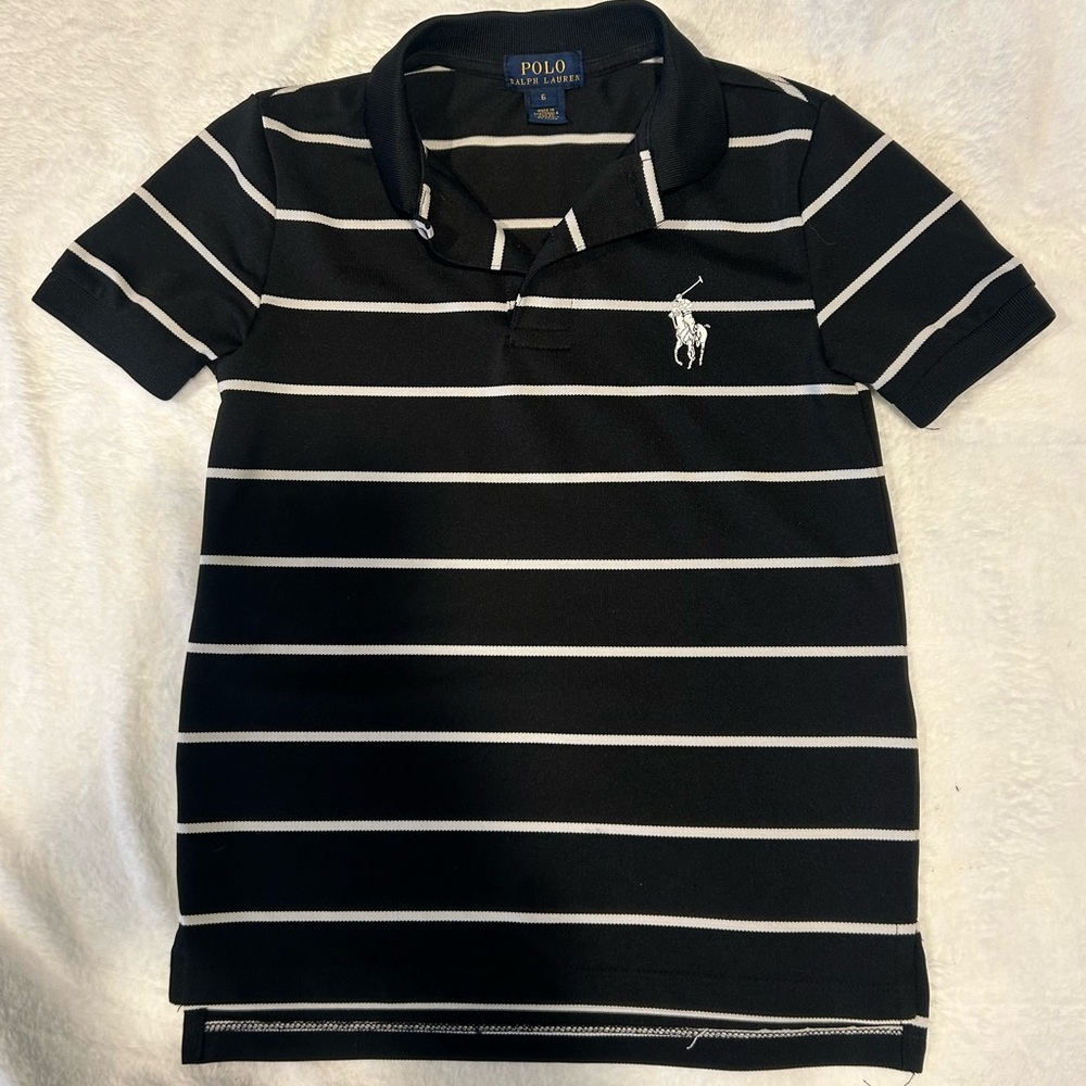 Ralph Lauren Black & White Striped Polo Shirt